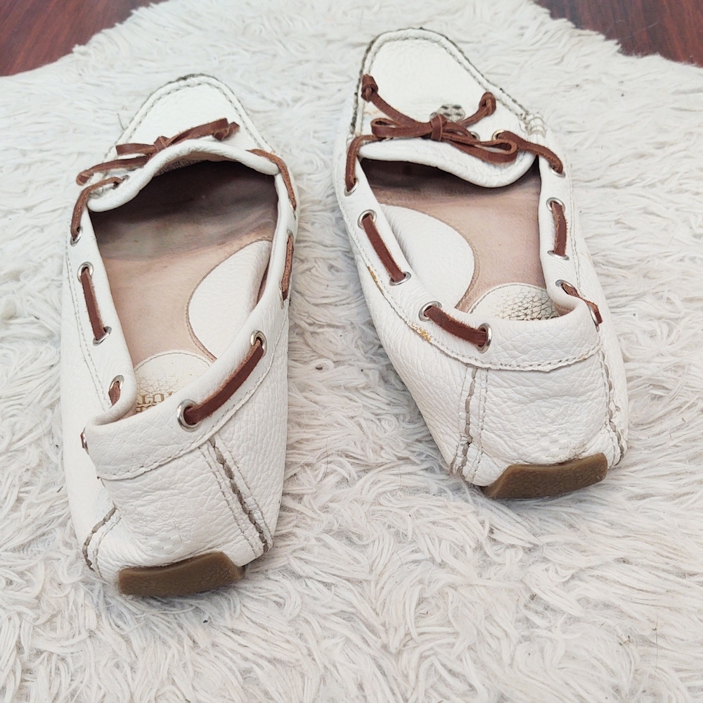 Vince Camuto Pinna White Leather Moccasin Boat Shoes - Picture 4 of 5